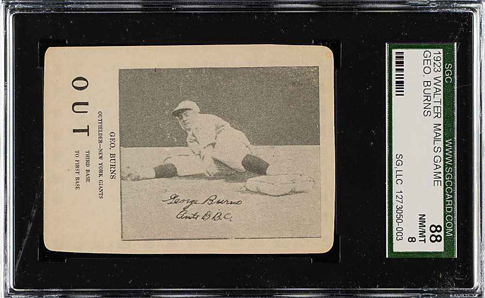 1923 WG7 Walter Mails Game George Burns SGC NM/MT 88