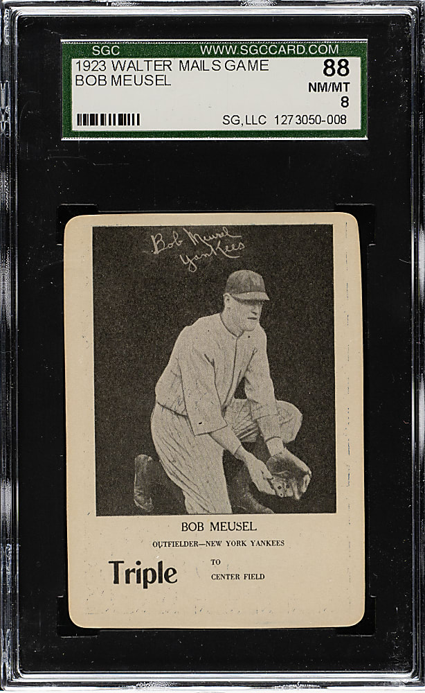1923 WG7 Walter Mails Game Bob Meusel SGC NM/MT 88