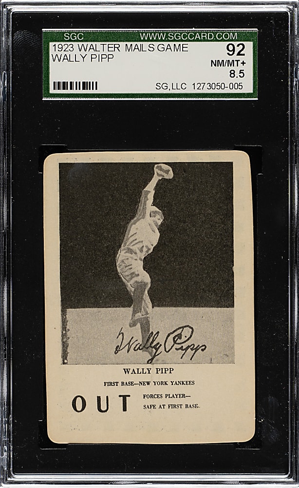 1923 WG7 Walter Mails Game Wally Pipp SGC NM/MT+ 92