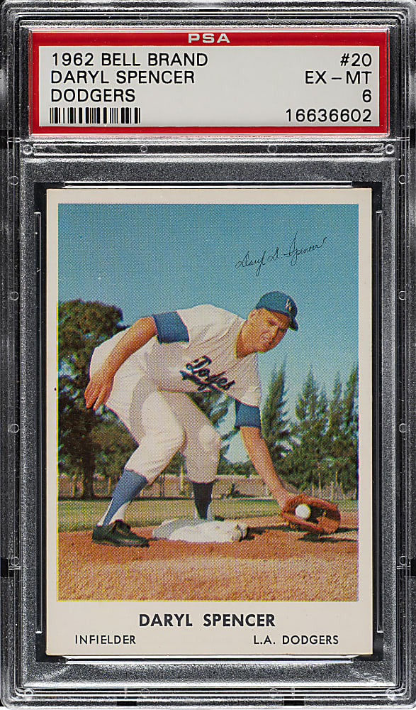 1962 Bell Brand Dodgers #20 Daryl Spencer PSA EX-MT 6