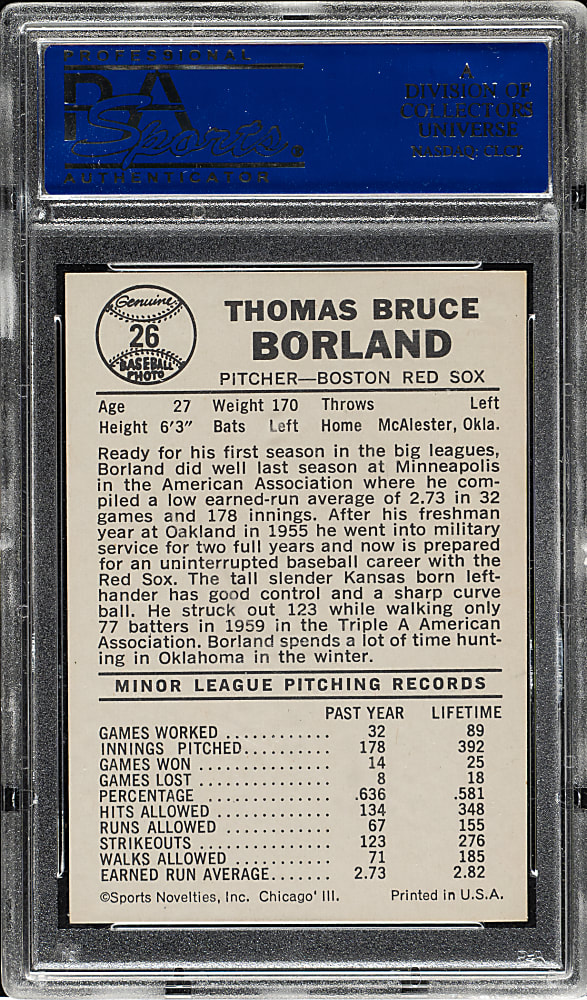 1960 Leaf #26 Tom Borland PSA NM-MT 8