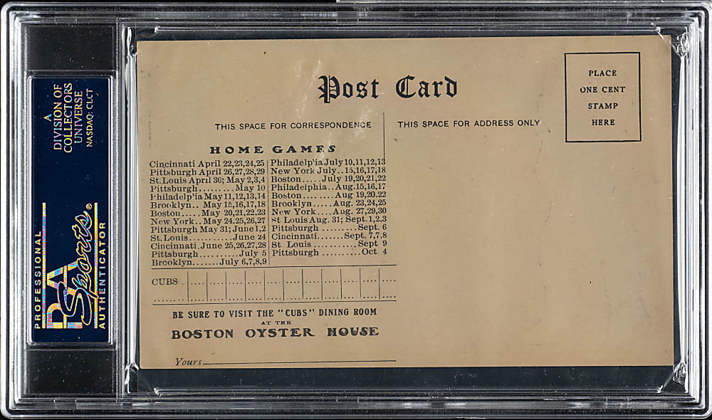 1907 Grignon Chicago Cubs Postcard PSA EX 5