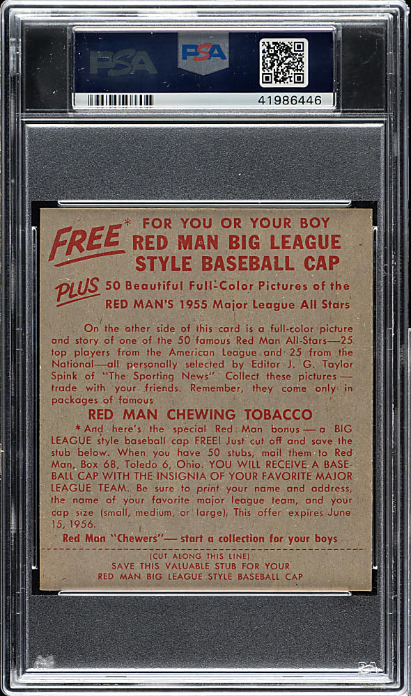 1955 Red Man Tobacco #AL-19 Jackie Jensen PSA EX-MT+ 6.5