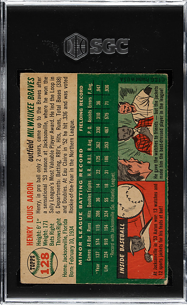 1954 Topps #128 Hank Aaron Rookie SGC POOR 1