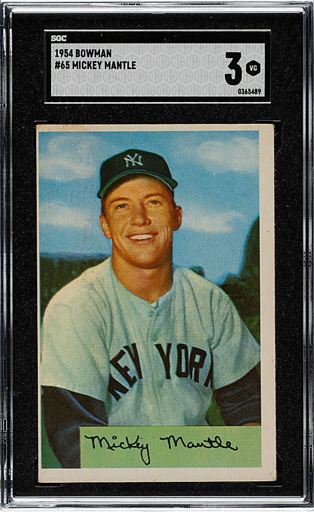 1954 Bowman #65 Mickey Mantle SGC VG 3