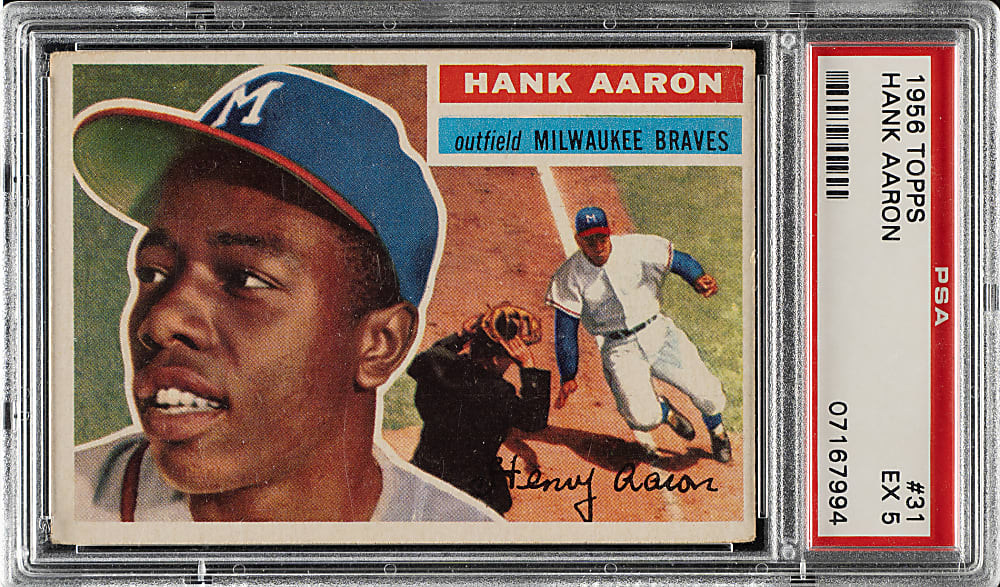 1956 Topps #31 Hank Aaron White Back PSA EX 5