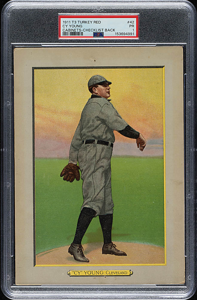 1911 T3 Turkey Red #42 Cy Young PSA POOR 1