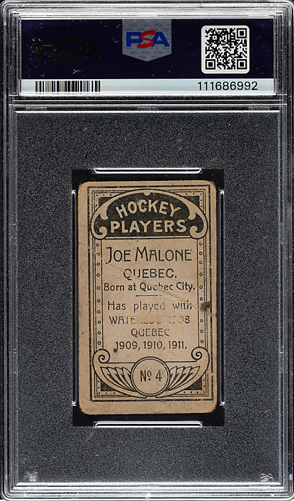 1911-1912 C55 Imperial Tobacco Hockey #4 Joe Malone Rookie PSA FAIR 1.5