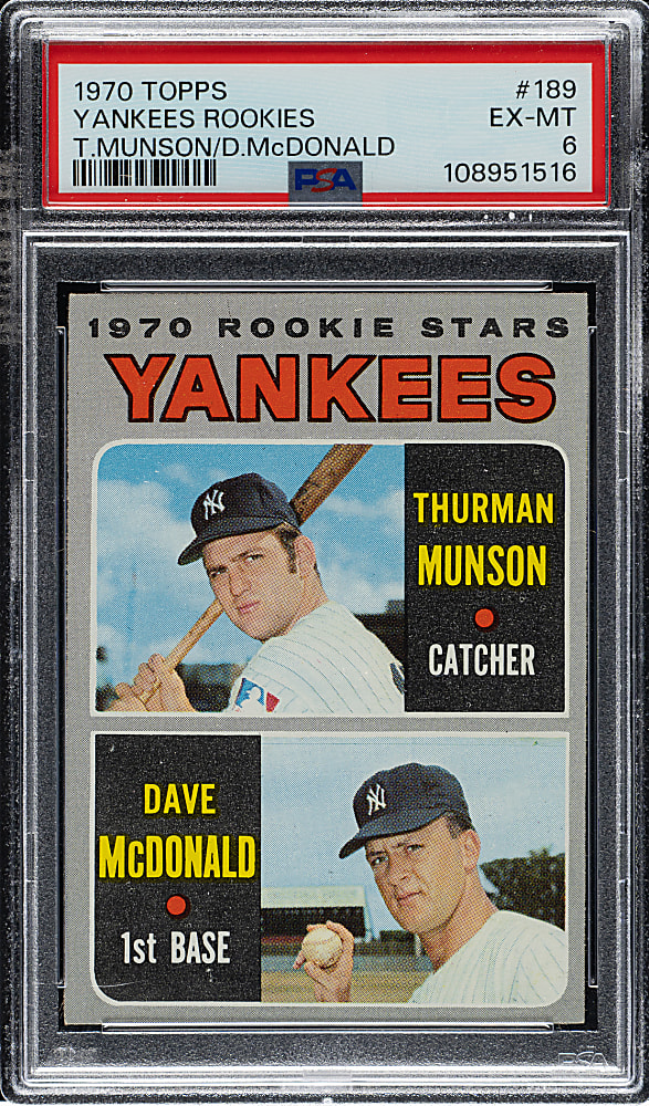 1970 Topps #189 Thurman Munson Rookie PSA EX-MT 6