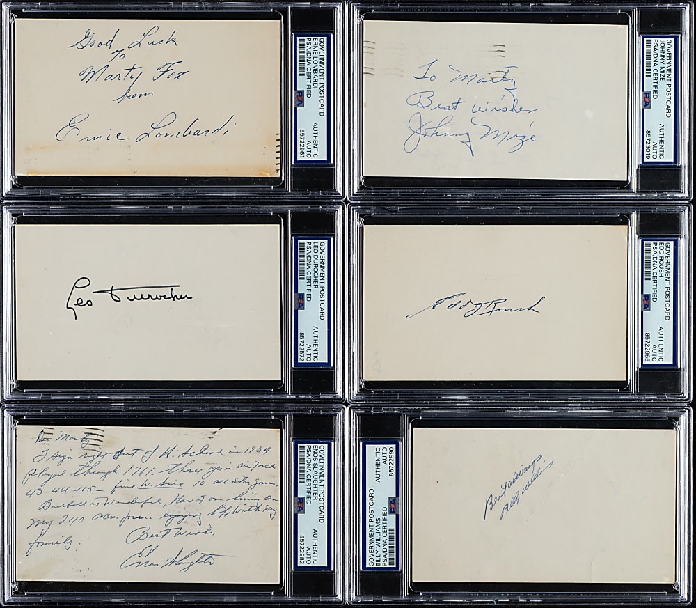 Hall of Fame Signed Government Postcard Collection (10) Including Bob Feller, Stan Coveleski, and Johnny Mize - PSA/DNA