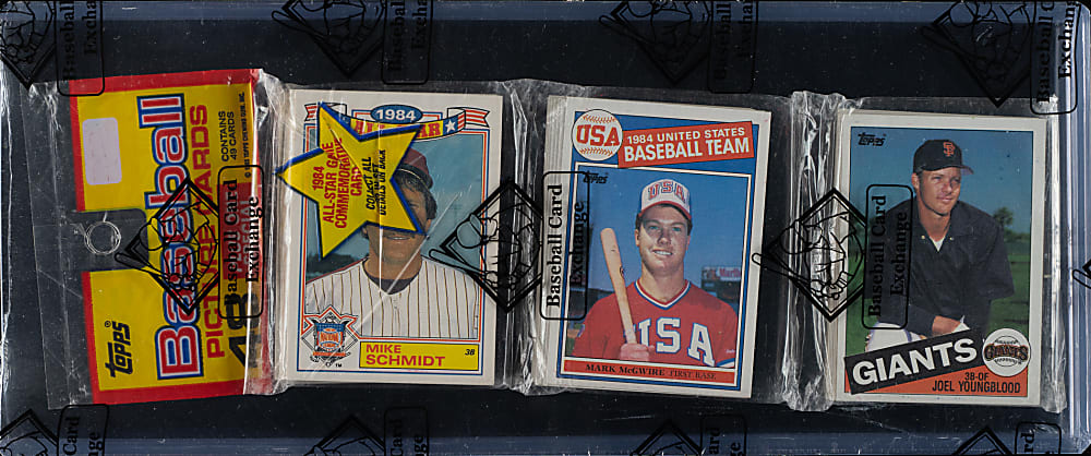 1985 Topps Unopened Rack Pack - Mike Schmidt and Mark McGwire Rookie on Top - BBCE