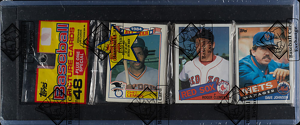 1985 Topps Unopened Rack Pack - Roger Clemens Rookie on Top - BBCE
