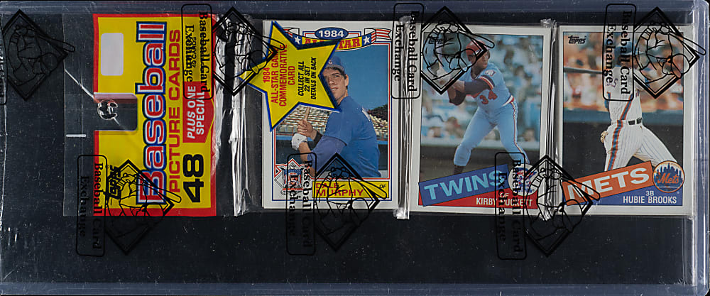 1985 Topps Unopened Rack Pack - Kirby Puckett Rookie on Top - BBCE