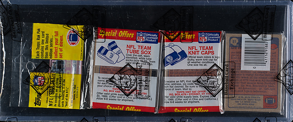 1985 Topps Football Unopened Rack Pack - John Riggins and Joe Montana on Top - BBCE