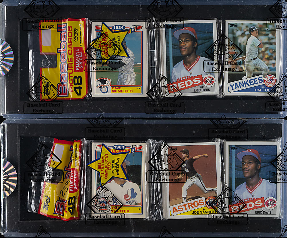 1985 Topps Unopened Rack Pack Pair - Eric Davis Rookie on Top - BBCE
