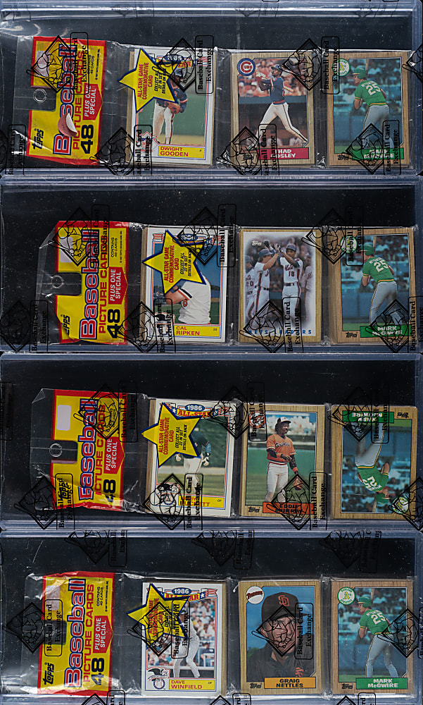 1987 Topps Unopened Rack Pack Collection (4) - Mark McGwire on Top - BBCE