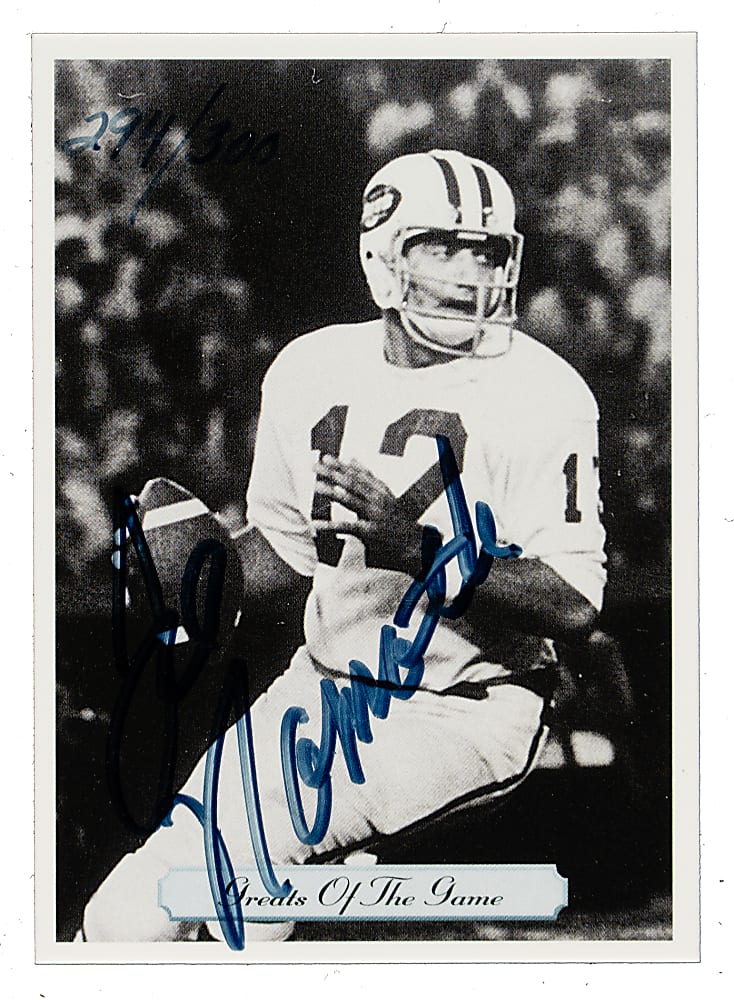Signed 1992 All-World Greats of the Game Football #266 Joe Namath - JSA