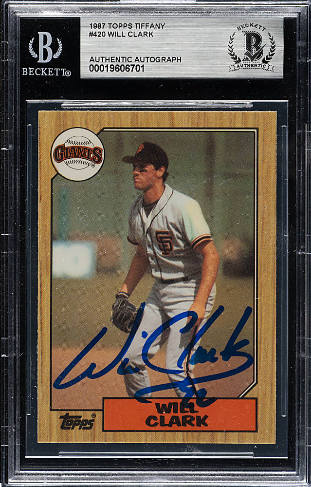 Signed 1987 Topps Tiffany #420 Will Clark Rookie - Beckett