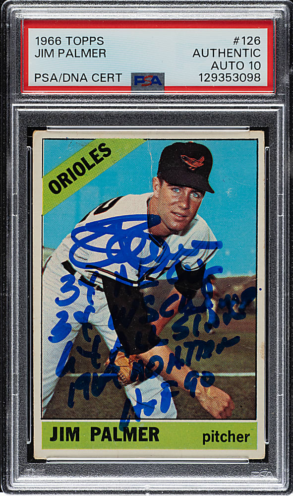Signed 1966 Topps #126 Jim Palmer Rookie PSA/DNA GEM MINT 10