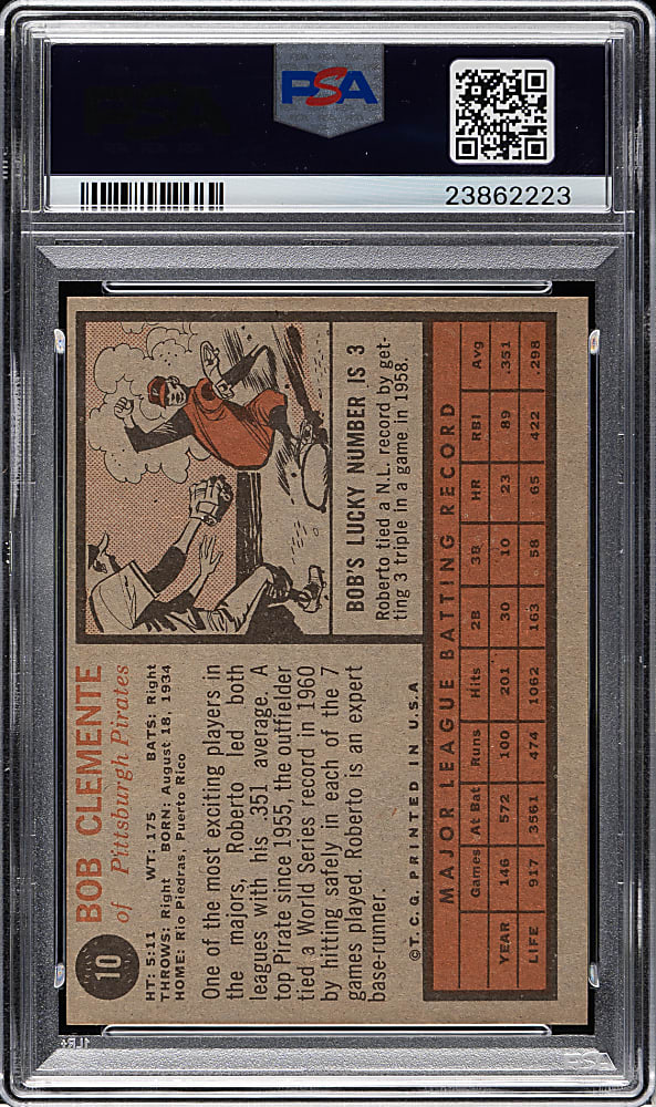 1962 Topps #10 Roberto Clemente PSA NM-MT+ 8.5