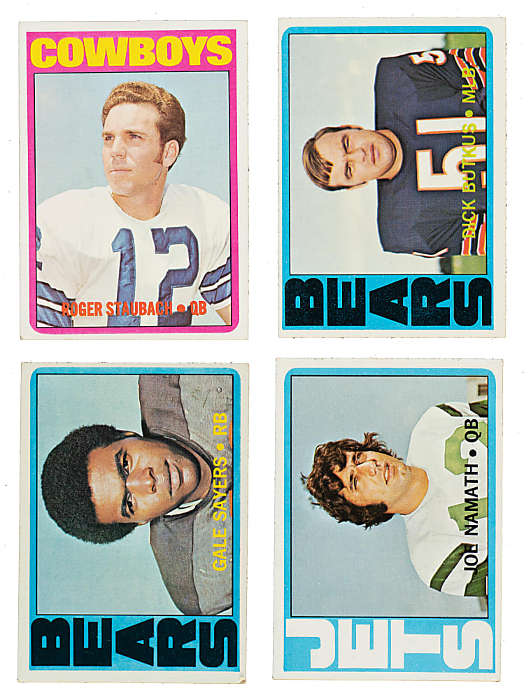 1972 Topps Football Partial Low-Number Run (201/263) Plus 143 Duplicates