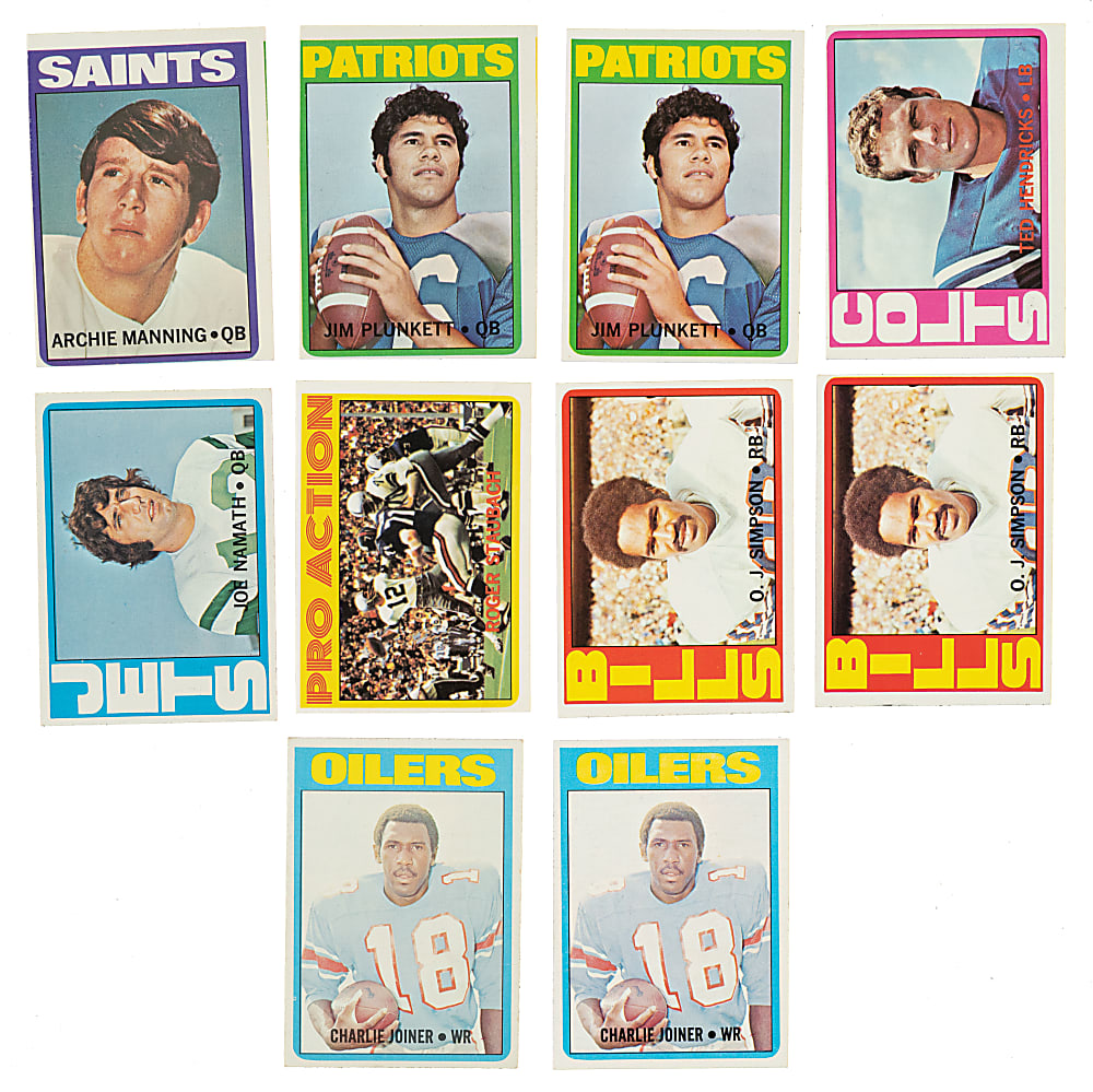 1972 Topps Football Partial Low-Number Run (201/263) Plus 143 Duplicates