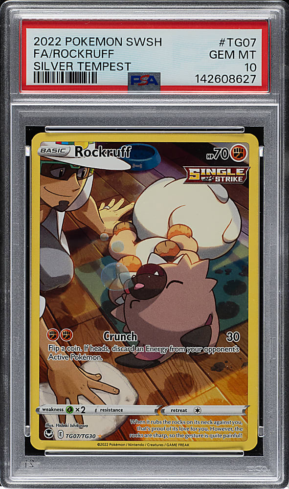 2022 Pokemon Sword & Shield Silver Tempest #TG07 Rockruff Full Art PSA GEM MINT 10