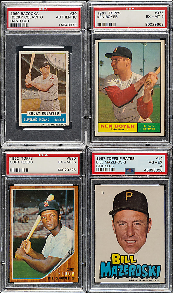 1960 to 1967 Topps and Bazooka PSA-Graded Collection (4) Including Blank Back