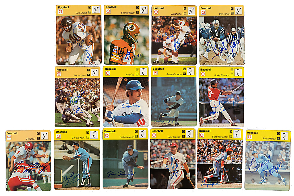 Signed 1977-1979 Sportscaster Collection (14) Including Gale Sayers, Gaylord Perry, and Jan Stenerud
