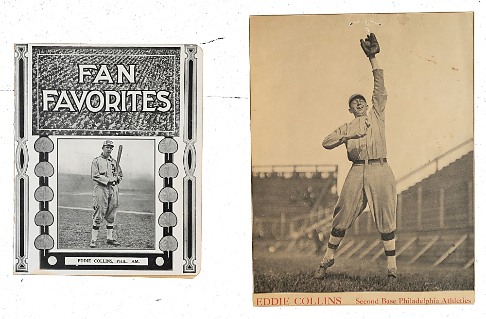 Circa 1920s Fan Favorites Notebook Cover and Newspaper Premium Eddie Collins Pair
