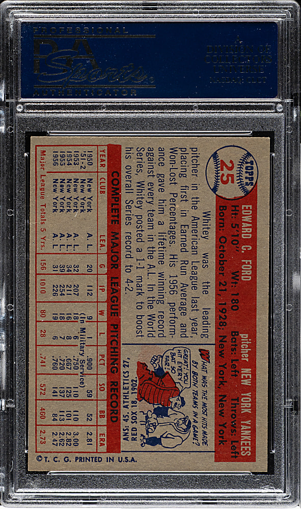 1957 Topps #25 Whitey Ford PSA NM 7