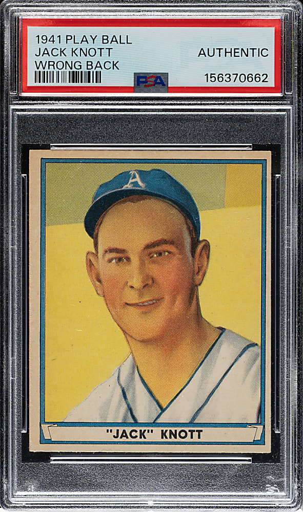 1941 R336 Play Ball #68 Jack Knott PSA Authentic - Wrong Back - #53 Luke Hamlin