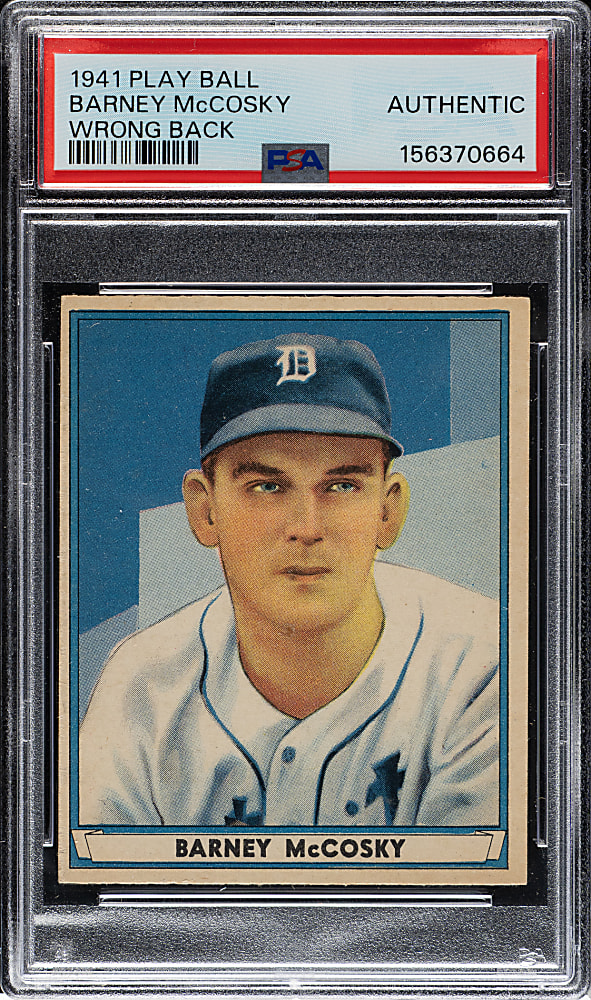 1941 R336 Play Ball #36 Barney McCoskey Wrong Back PSA Authentic