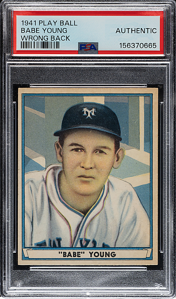 1941 R336 Play Ball #27 Babe Young Wrong Back PSA Authentic