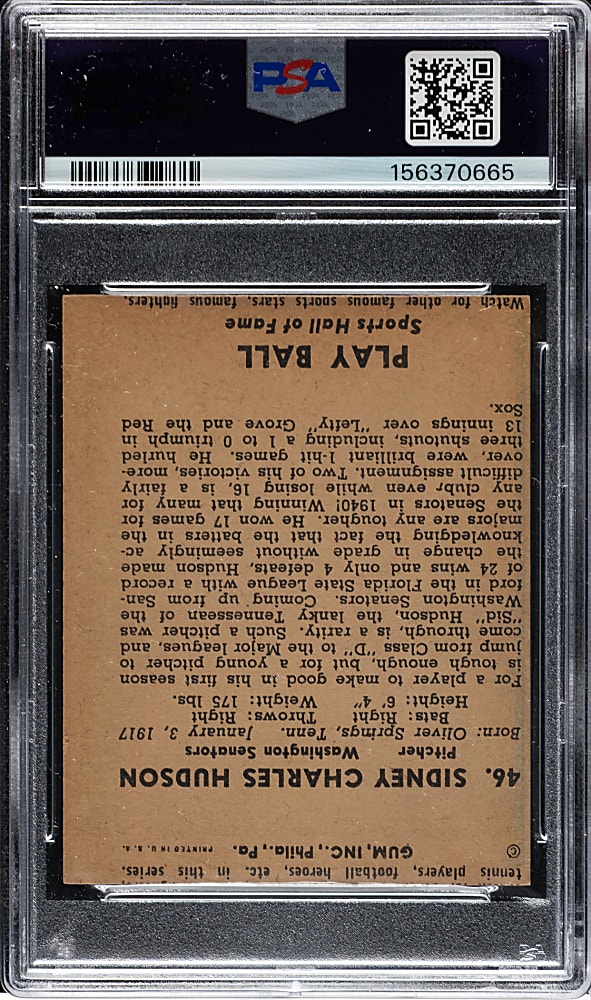 1941 R336 Play Ball #27 Babe Young Wrong Back PSA Authentic