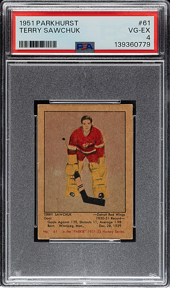1951-1952 Parkhurst Hockey #61 Terry Sawchuk Rookie PSA VG-EX 4