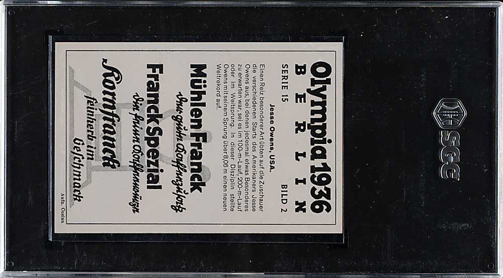 1936 Muhlen Franck Olympia Serie 15 #2 Jesse Owens SGC NM 7