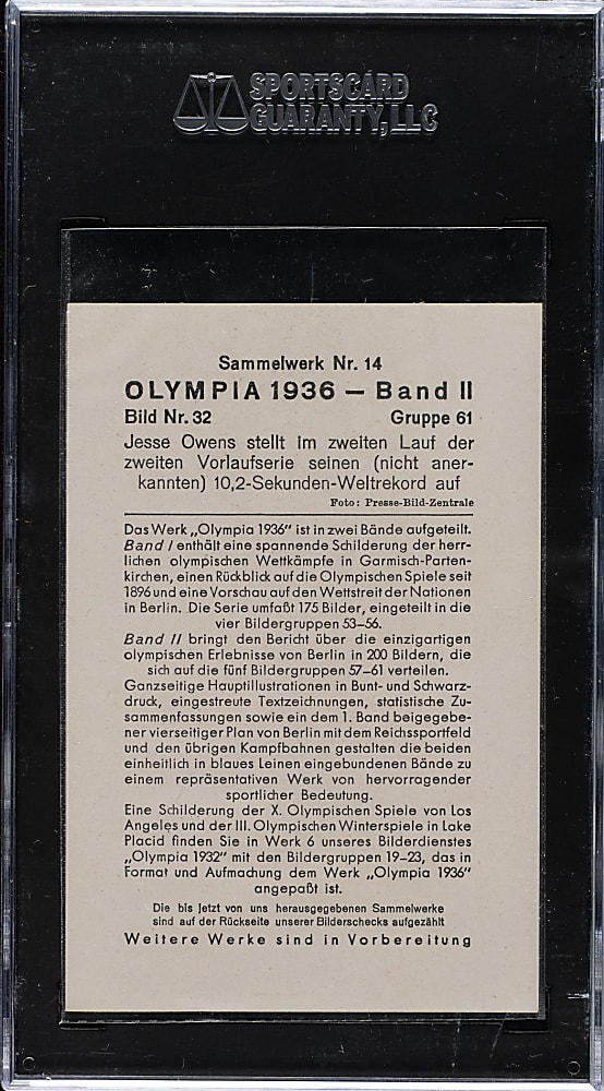 1936 Sammelwerk #32 Jesse Owens SGC NM 84