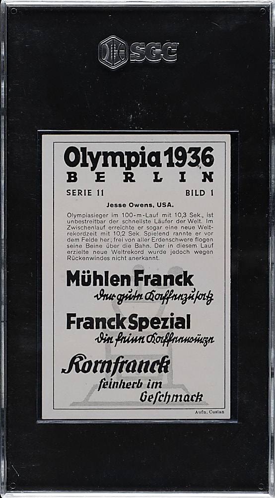 1936 Muhlen Franck Olympia #1 Jesse Owens SGC EX/NM 6