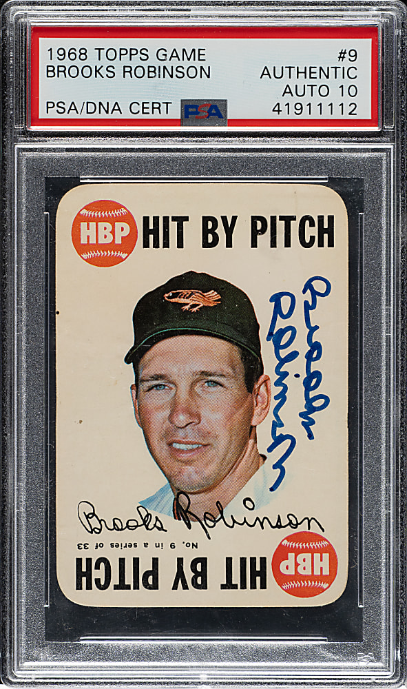 Signed 1968 Topps Game #9 Brooks Robinson PSA/DNA GEM MINT 10