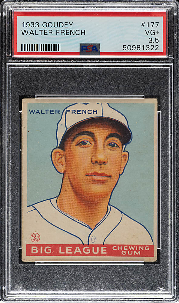 1933 R319 Goudey #177 Walter French PSA VG+ 3.5