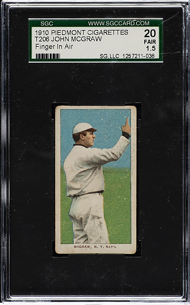 1909-1911 T206 White Border John McGraw Finger in Air SGC FAIR 20