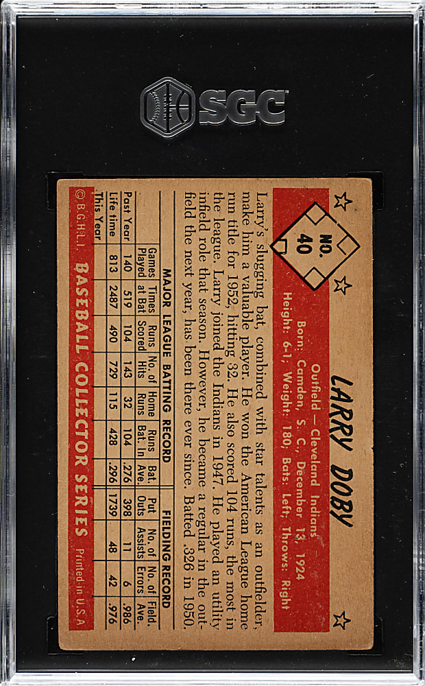 1953 Bowman Color #40 Larry Doby SGC VG/EX 4