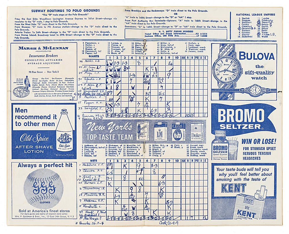 1962 New York Mets (vs. San Francisco Giants) Program