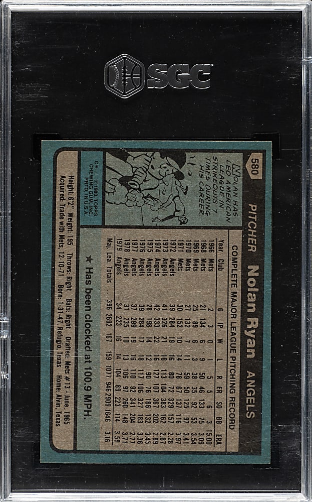 1980 Topps #580 Nolan Ryan SGC MINT 9