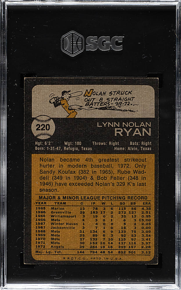 1973 Topps #220 Nolan Ryan SGC EX/NM 6