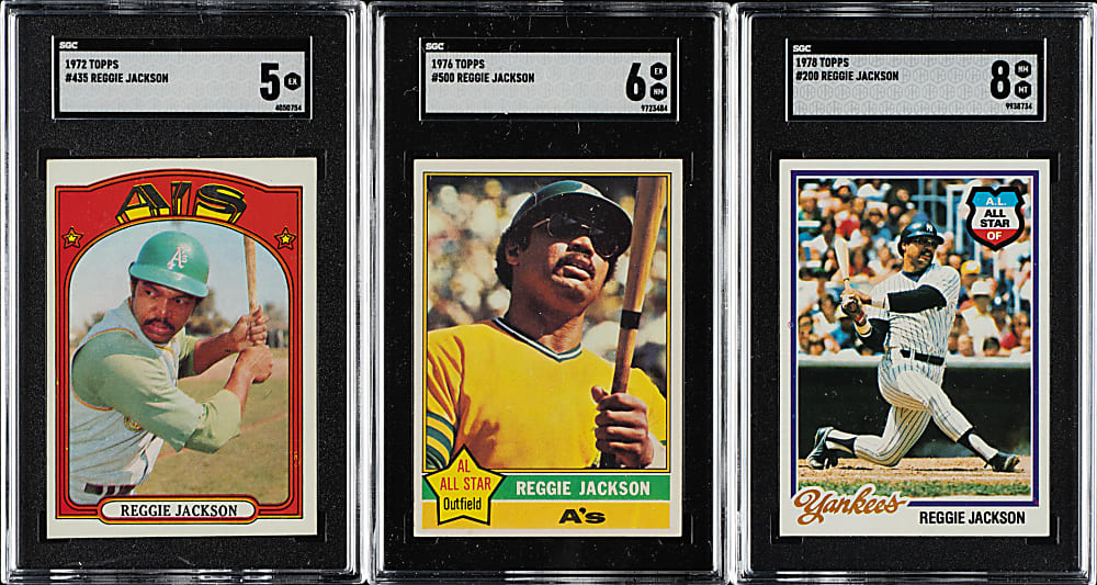 1972 to 1978 Topps Reggie Jackson SGC-Graded Trio