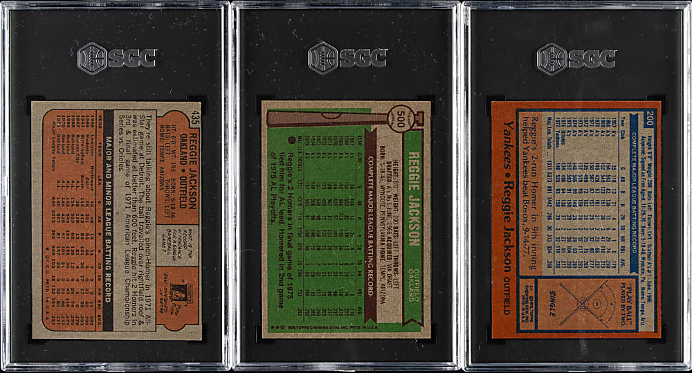 1972 to 1978 Topps Reggie Jackson SGC-Graded Trio