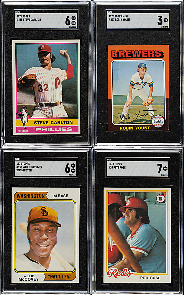 1972 to 1978 Topps Hall of Fame and Star SGC-Graded Collection (12) Including Pete Rose, Mike Schmidt, and Robin Yount Rookie