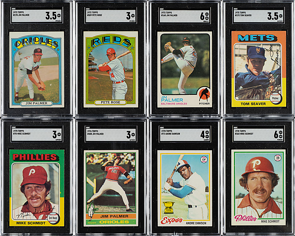 1972 to 1978 Topps Hall of Fame and Star SGC-Graded Collection (12) Including Pete Rose, Mike Schmidt, and Robin Yount Rookie